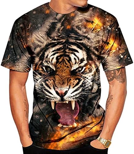 Camisetas de manga curta de verão ubst para homens, rua 3d tigre estampestackneck camise