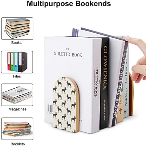 LOVO SALUKI DOG com Bow Pink Book Book Livro Endswooden Bookends Holder for Selves Books Divisher Modern Decorative 1 par