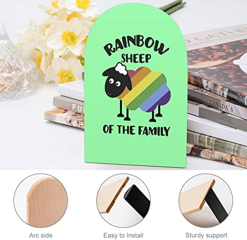 Ovelha arco -íris da família LGBT ORGUNDO GRANDE LIVROS DE MADEIRA LIVROS MODERNOS Decorativa Bookshelf Book Stopper