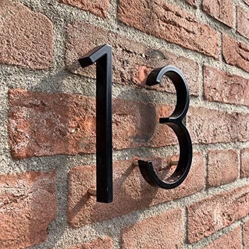 Número de casa flutuante em aço inoxidável de 6 polegadas, números de casas modernas de metal, para caixa de correio ao ar livre portão de parede de parede com kit de unhas, preto revestido, 911 sinalização de visibilidade