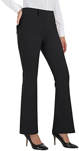 Mirity Straight Yoga Dress Calças com bolsos traseiros para mulheres - Bootcut High Workout Business Business Control Work Work Pant
