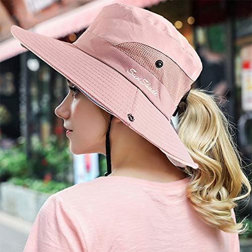 Peicees feminino verão de proteção solar chapéu de peixe ao ar livre chapéu de pesca UV Chandeiro de caçamba de rabo de cavalo