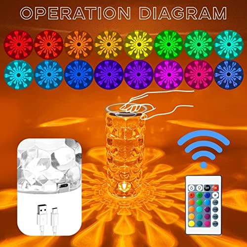 Lâmpada de mesa do cilindro de cristal hibidder toque controle remoto 16 cor alterações na lâmpada LED sem fio Lâmpada