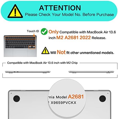 Mosis compatível com MacBook Air 13,6 polegadas Caso 2022 2023 Liberação A2681 M2 CHIP COM RETINA DE LIQUIDA ID Touch