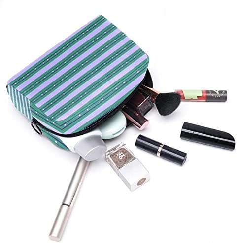 Tbouobt Gifts for Men Mulheres Bolsas de maquiagem Pusca de higiene pessoal pequenos sacos de cosméticos, listra verde roxa