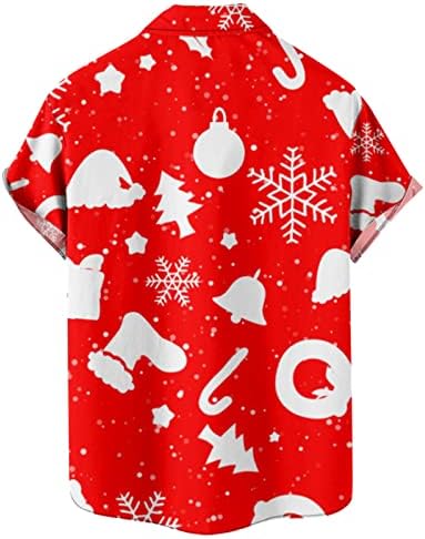 Wocachi Christmas Masculino Button Down Sleeve Camisetas, Camisa de Bolicina de Boliche de Xmas engraçada Camisa de designer de