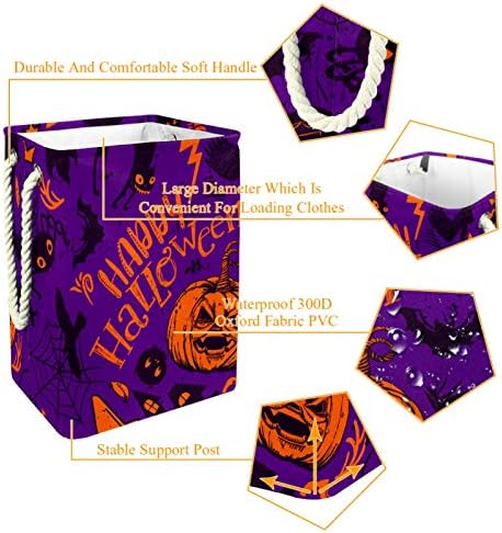 Deyya Halloween Scary Pumpkin Monster Laundry Bestkets dificultam altos e resistentes para crianças adultas meninos adolescentes meninas em quartos banheiro 19.3x11.8x15.9 em/49x30x40.5 cm