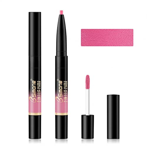 Lipstick Xiahium e Conjunto de Liners Lips, 2 em 1 de extremidade dupla fosca de longa duração de líquido líquido líquido