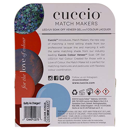 Cuccio Matchmaker - laca de unhas colorida e verniz Gel Polish - Quilty como carregado! - Para manicures e pedicures, cobertura