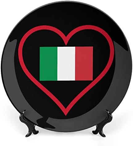 Eu amo italiano Coração vermelho osso porcelana placa decorativa Placas de cerâmica artesanato com exibição Stand for