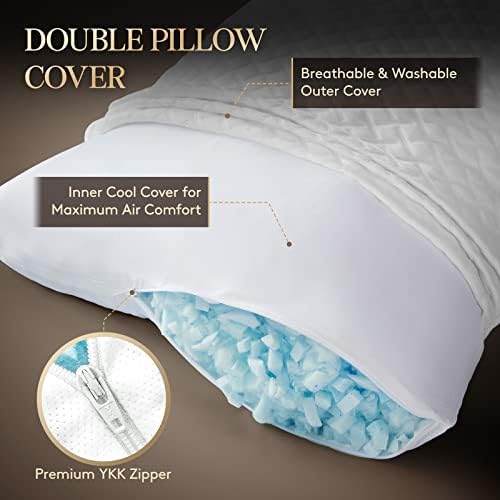 LifeWit Shredded Memory Fmopation Pillow Size - Almofado de resfriamento hipoalergênico de loft premium para dormir para o