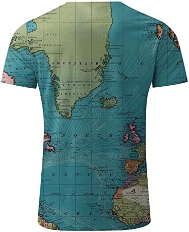 XXVR Soldado masculino T-shirts de manga curta, mapa do mundo retro mapa de impressão de tripulante camisetas de trepadeira de ajuste esbelto