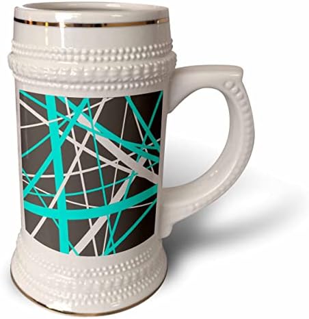 3drose linhas de aqua azul e branco abstrato padrão geométrico - 22oz de caneca de Stein