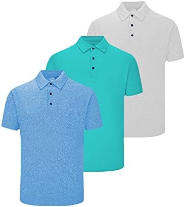 3 camisas de pólo de embalagem para homens de desempenho seco de manga curta camisas de pólo de golfe